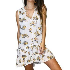 Hayden Size Small White Gauzy Brushed Cotton Floral Tiered Ruffle Dress